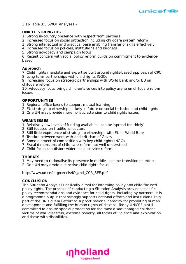unicef weaknesses disadvantages of unicef